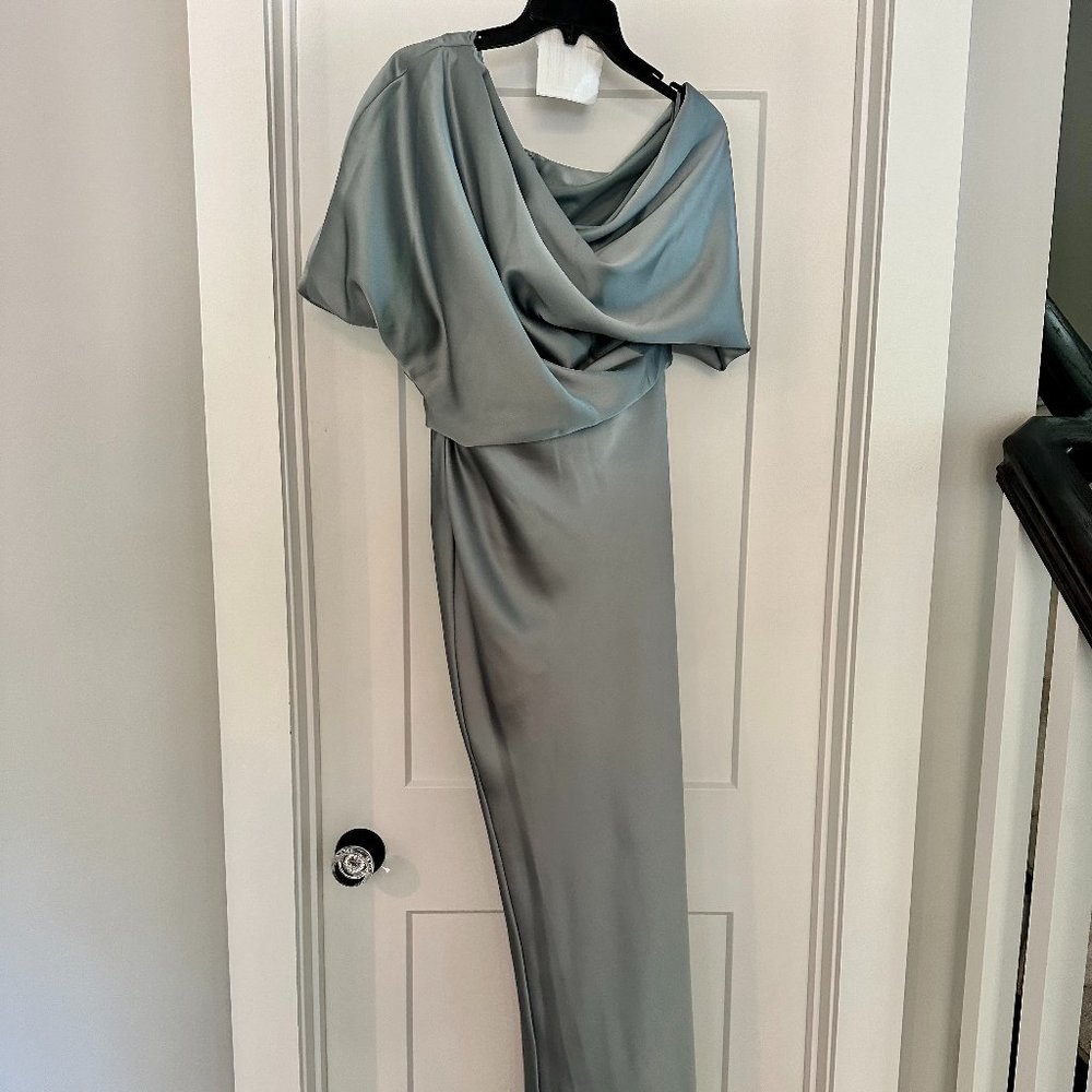 Amsale Draped Satin One Shoulder Dress